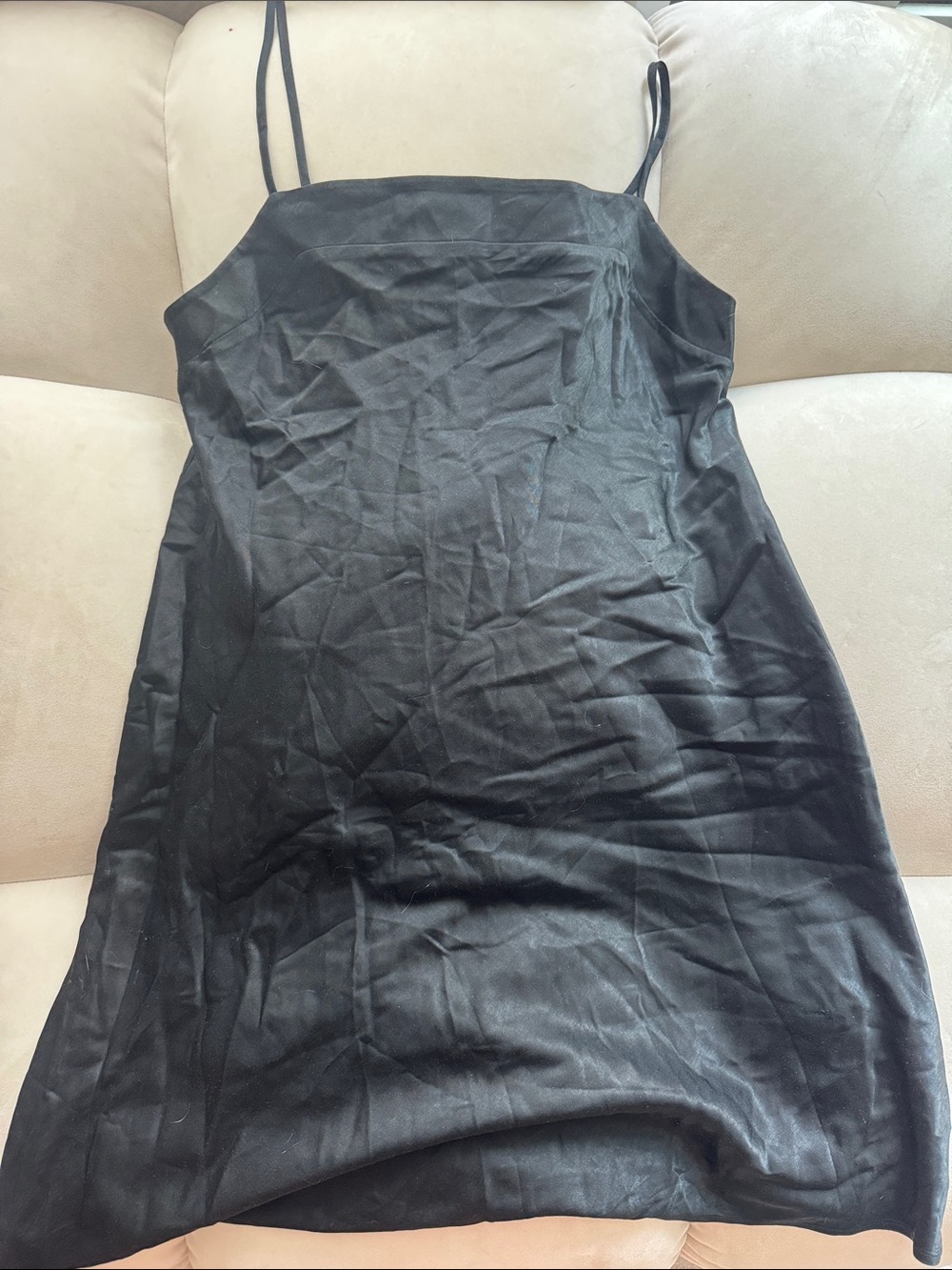 Abercrombie & Fitch Black Satin Mini Slip Dress